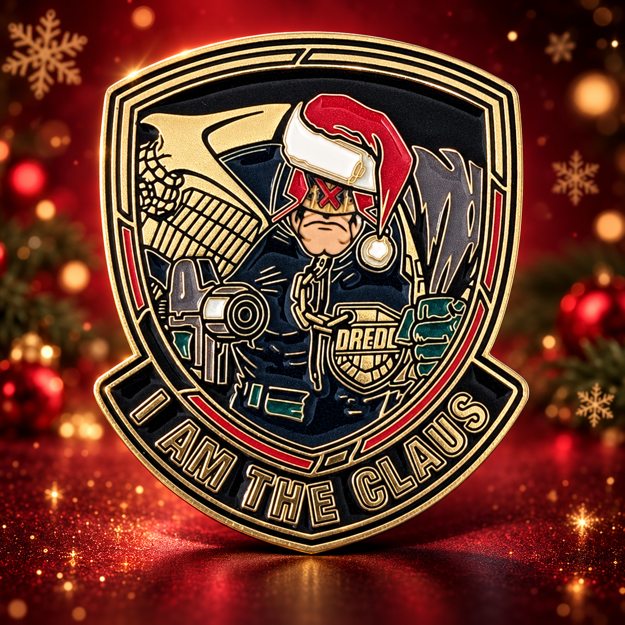 Judge Dredd 'I Am The Claus' Limited Edition Pin Badge