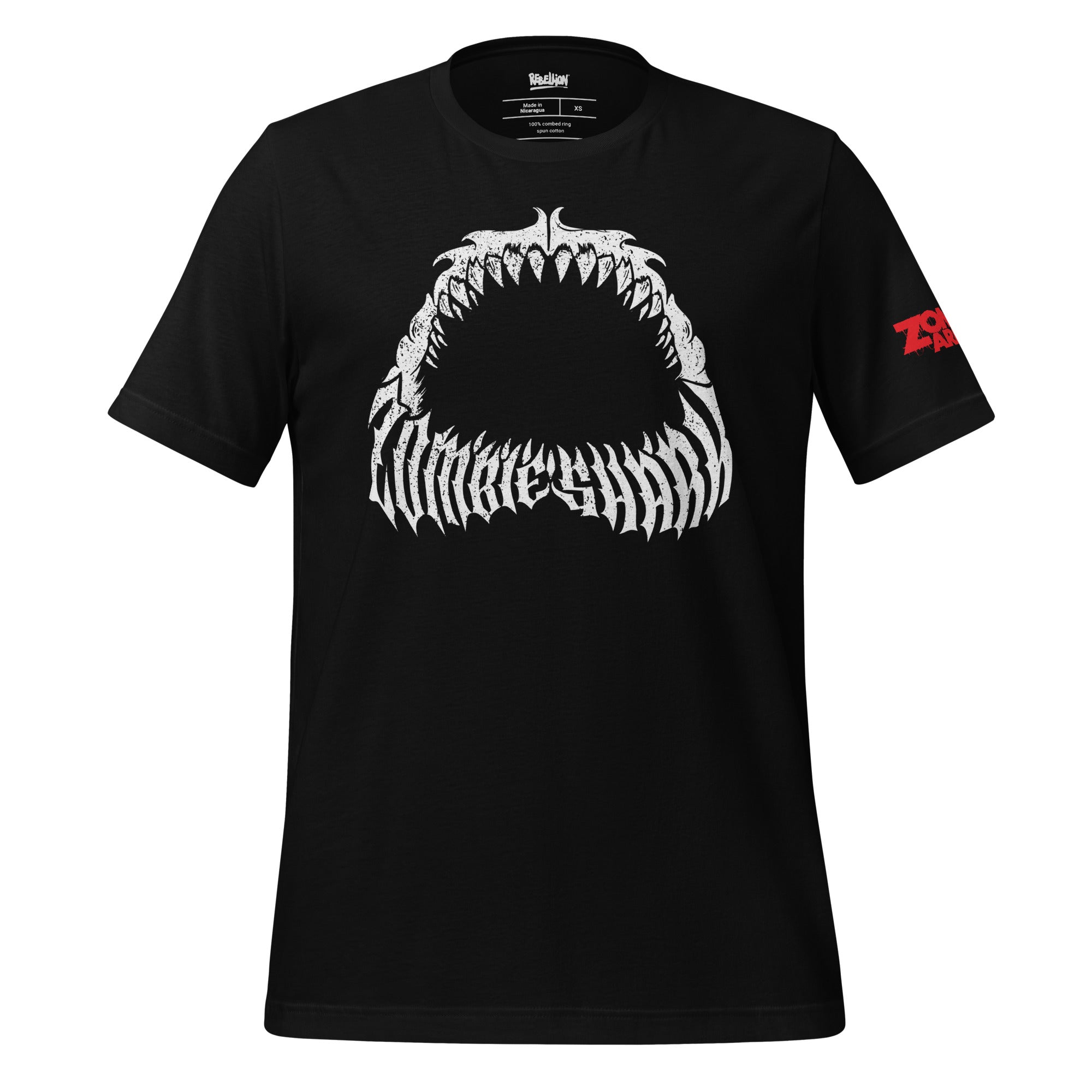 Zombie Army Zombie Shark Teeth T-Shirt (Black & White)