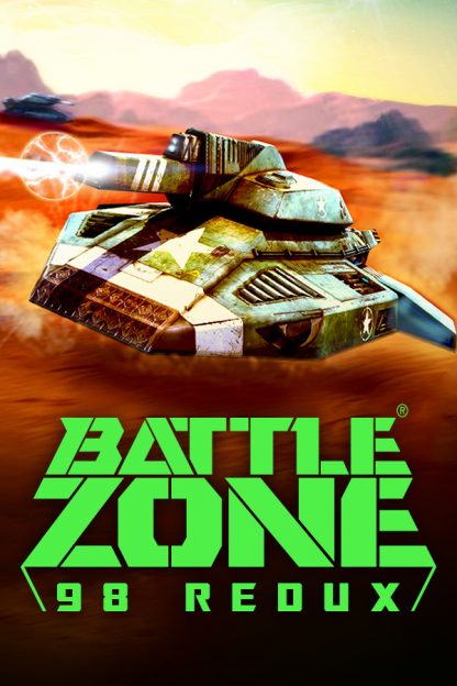 Game cover of Battlezone 98 Redux for Steam featuring sci fi tank firing