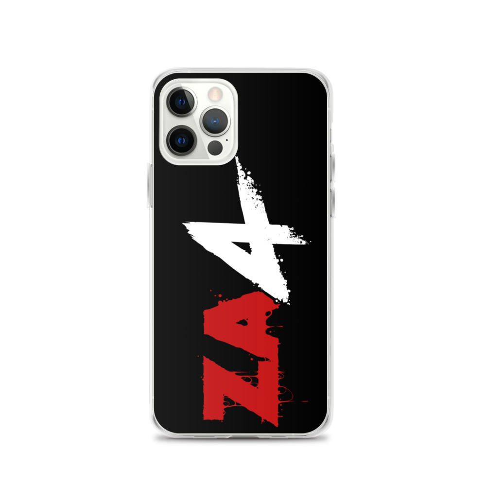 Image of a Black Phone Case with red and white Zombie Army 4 logo