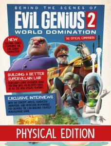 Magazine cover with Evil Genius 2 artwork