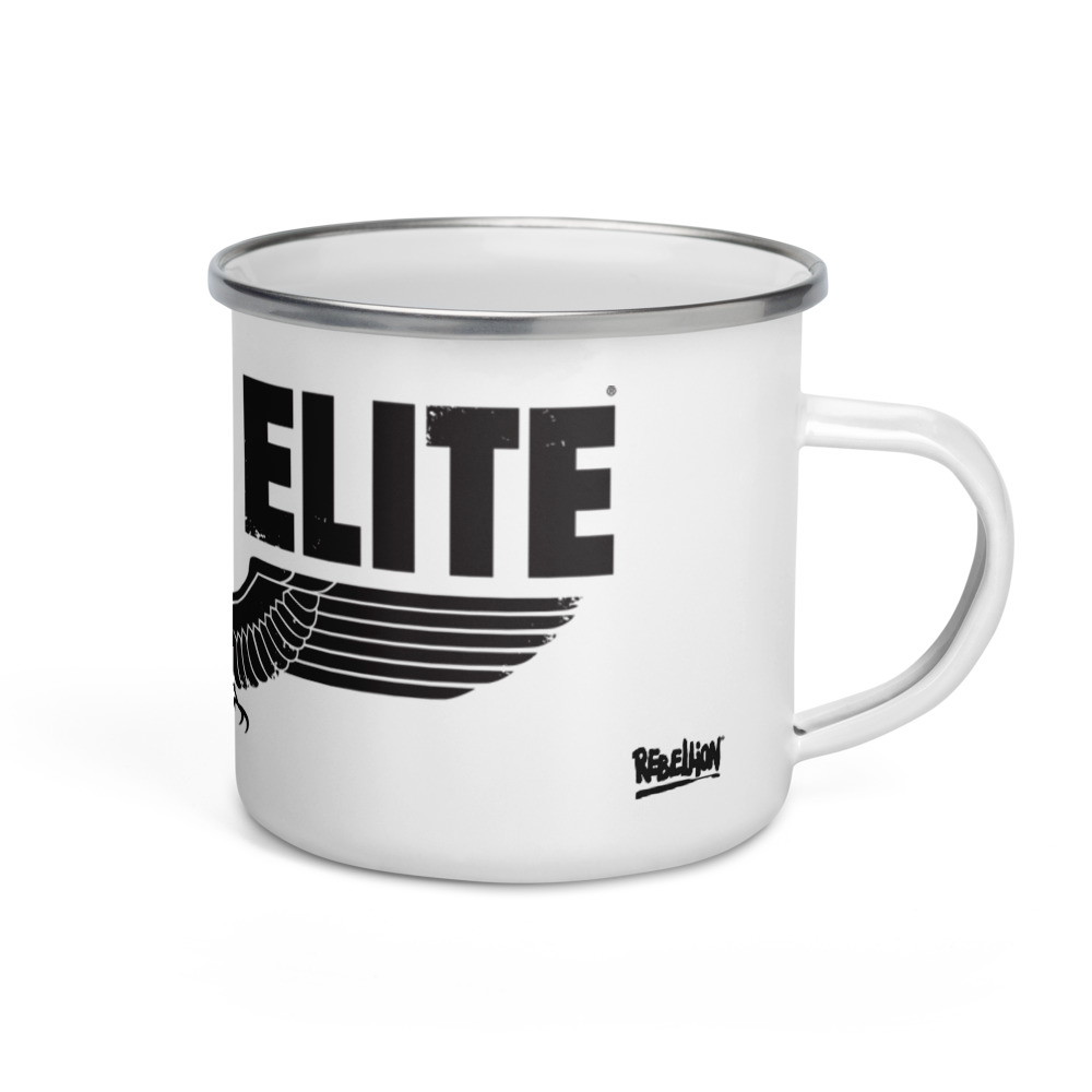 Enamel mug (white) with Sniper Elite logo (black)