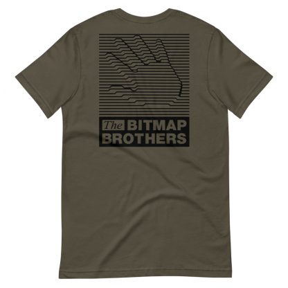Bitmap Brothers Logo (White Print) T-shirt Heather Army (Reverse)