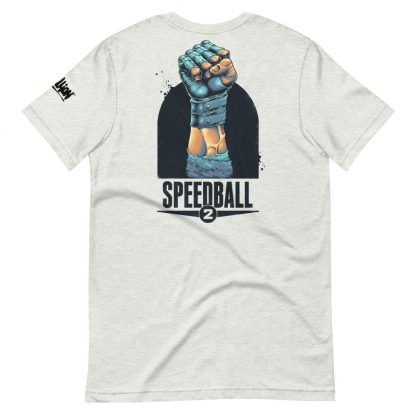 T-shirt in ash featuring Speedball 2 art