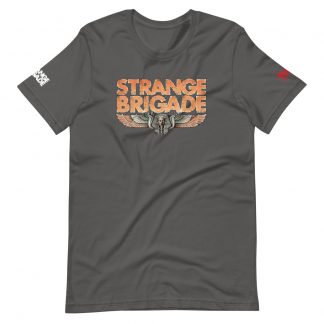T-shirt in asphalt colour featuring Strange Brigade logo