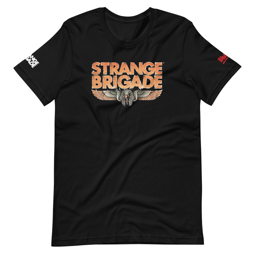 T-shirt in black featuring Strange Brigade logo