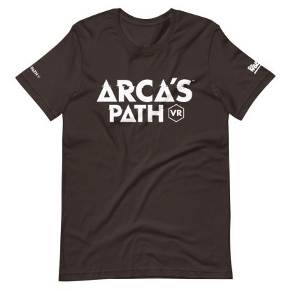 T-shirt in brown featuring Arca's Path VR art