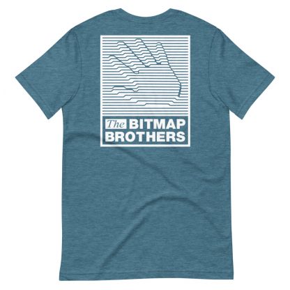 Bitmap Brothers Logo (White Print) T-shirt Heather Deep Teal (Reverse)