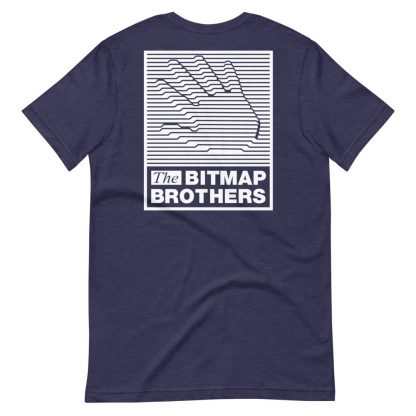 Bitmap Brothers Logo (White Print) T-shirt Heather Midnight Navy (Reverse)