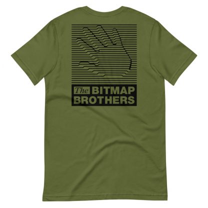 Bitmap Brothers Logo (White Print) T-shirt Heather Olive (Reverse)