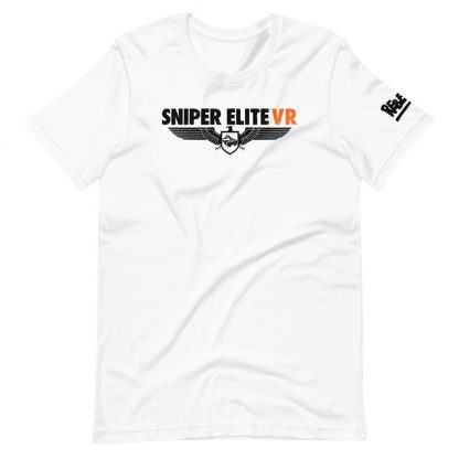 T-shirt in white featuring Sniper Elite VR logo