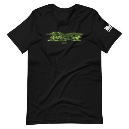 T-shirt in black featuring Battlezone logo in wire vector graphics
