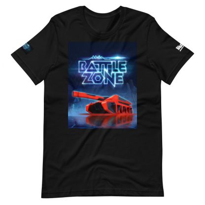 T-shirt in black featuring Battlezone VR logo and Cobra tank