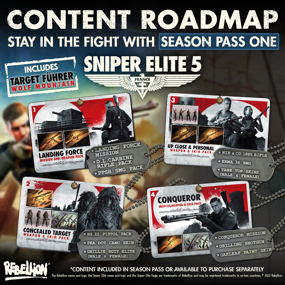Sniper Elite 5 Season Pass One Roadmap