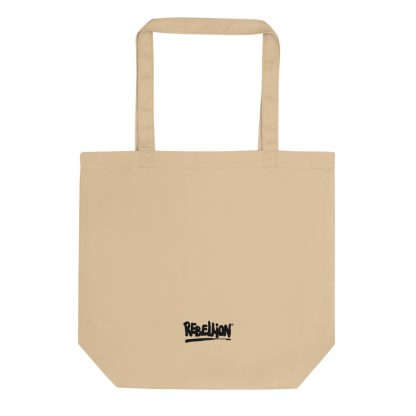 Eco cotton tote bag in beige with Rebellion logo in black