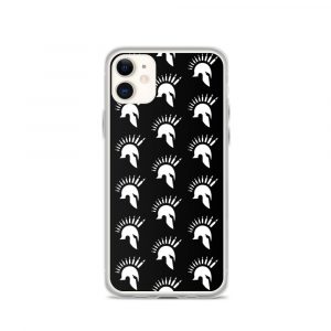 Image of a black Sniper Elite 5 iphone 11 case with the Warriors faction emblem going down the case in three rows