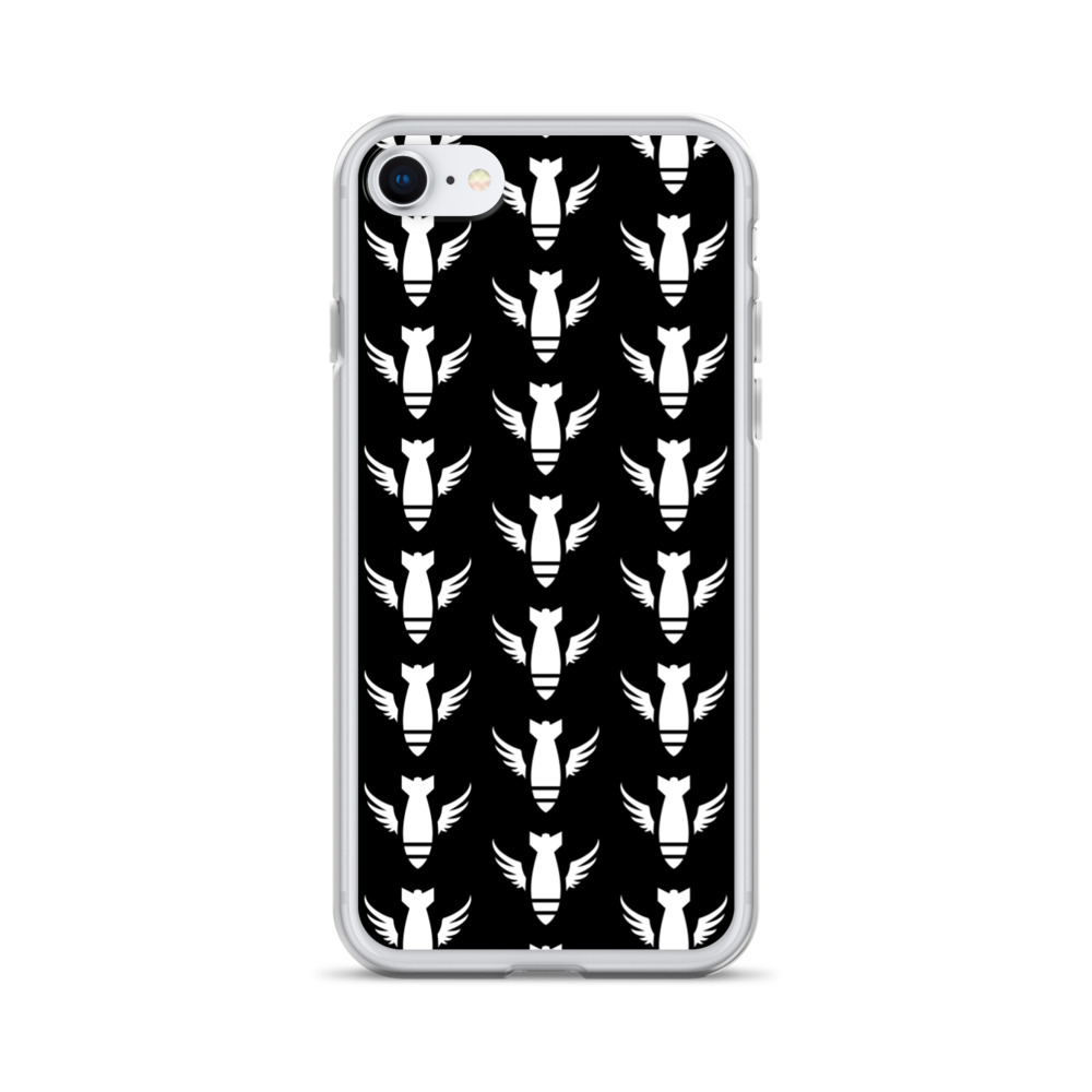 Image of a black Sniper Elite 5 iphone 7 - 8 case with the Commandos faction emblem going down the case in three rows
