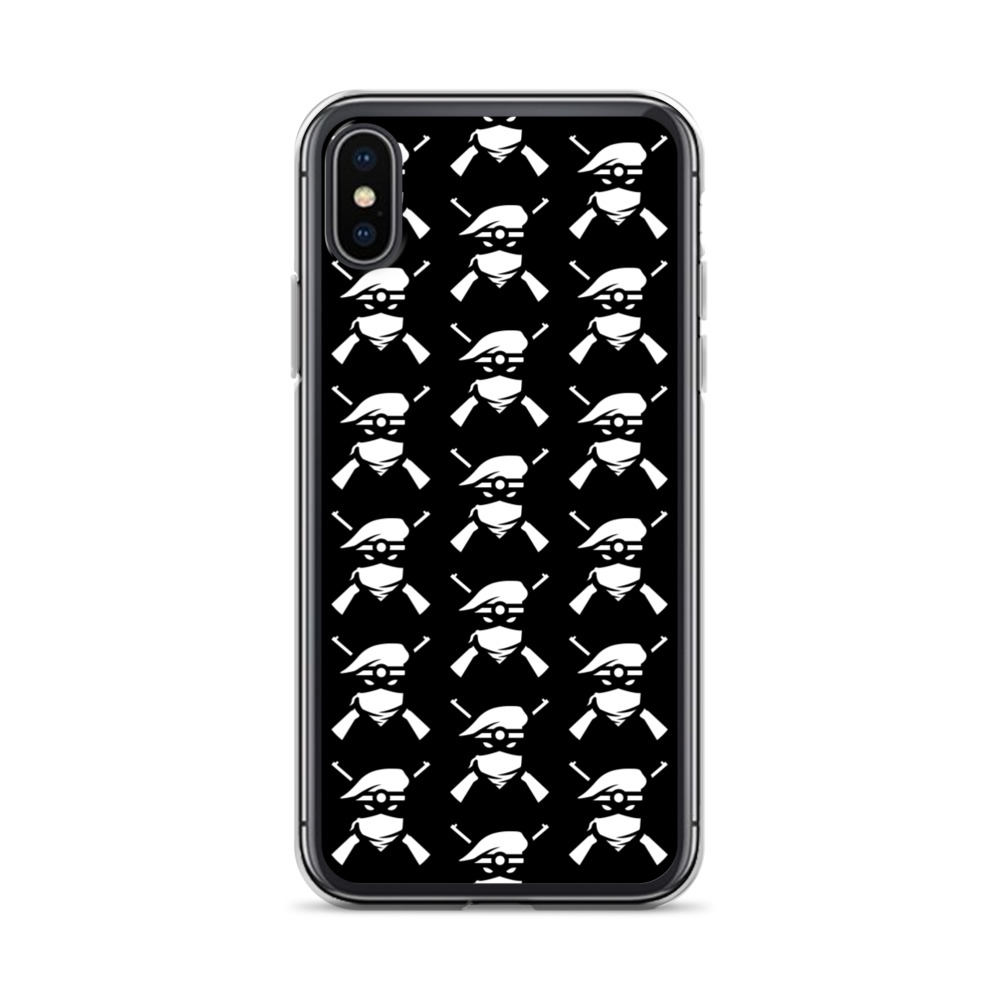 Image of a black Sniper Elite 5 iphone x - xs case with the Renegades faction emblem going down the case in three rows