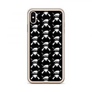 Image of a black with gold boarder Sniper Elite 5 iphone xs max case with the Renegades faction emblem going down the case in three rows