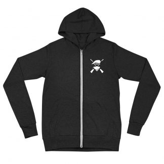Image of a black hoodie with a Sniper elite 4 Renegades faction emblem on the left breast pocket