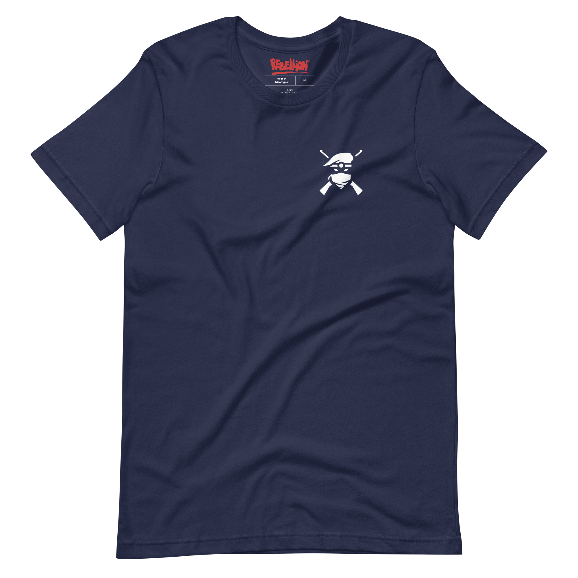 Image of a Navy coloured Sniper Elite 5 t-shirt featuring a small Renegades emblem on the left breast pocket