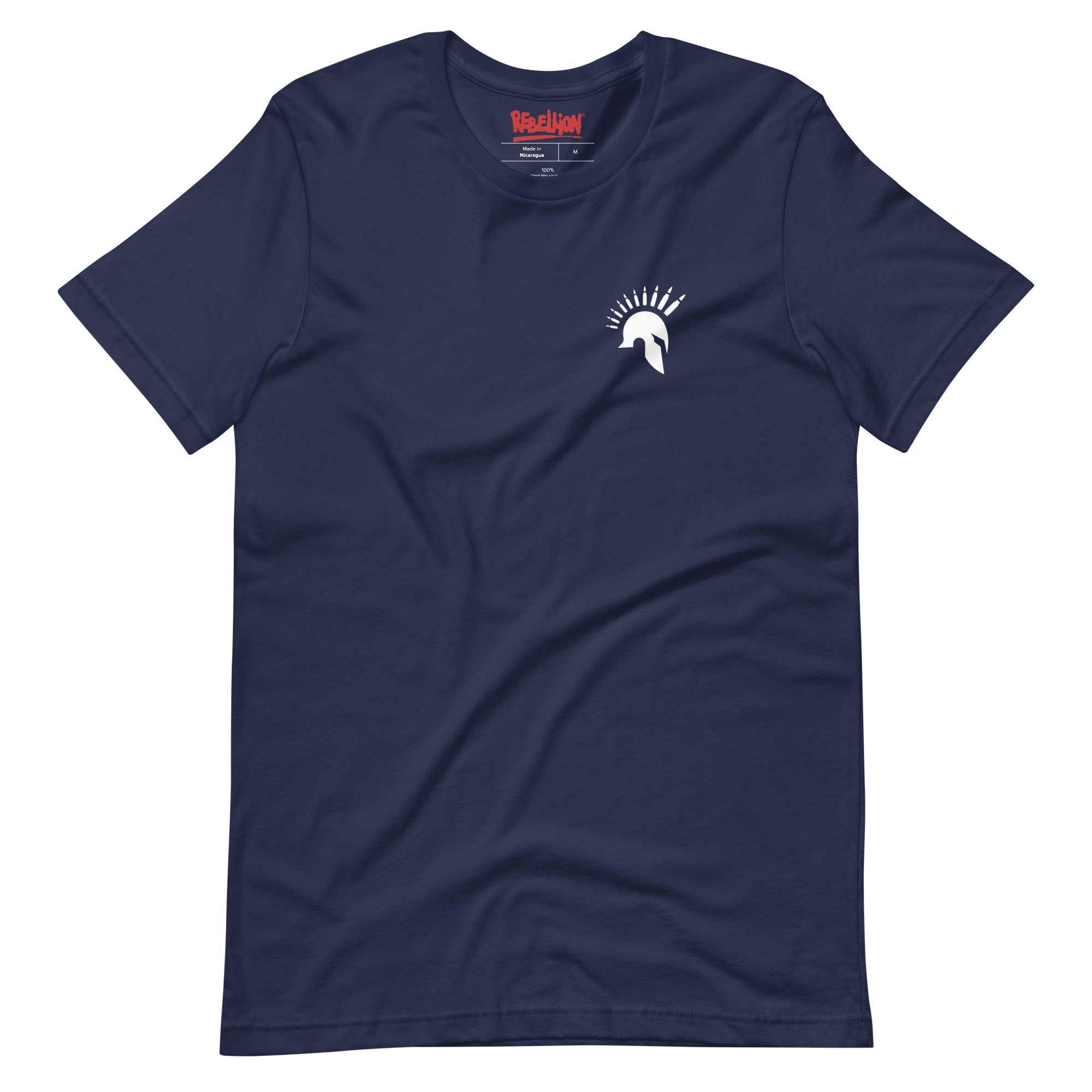Image of a Navy coloured Sniper Elite 5 t-shirt featuring a small Warriors emblem on the left breast pocket