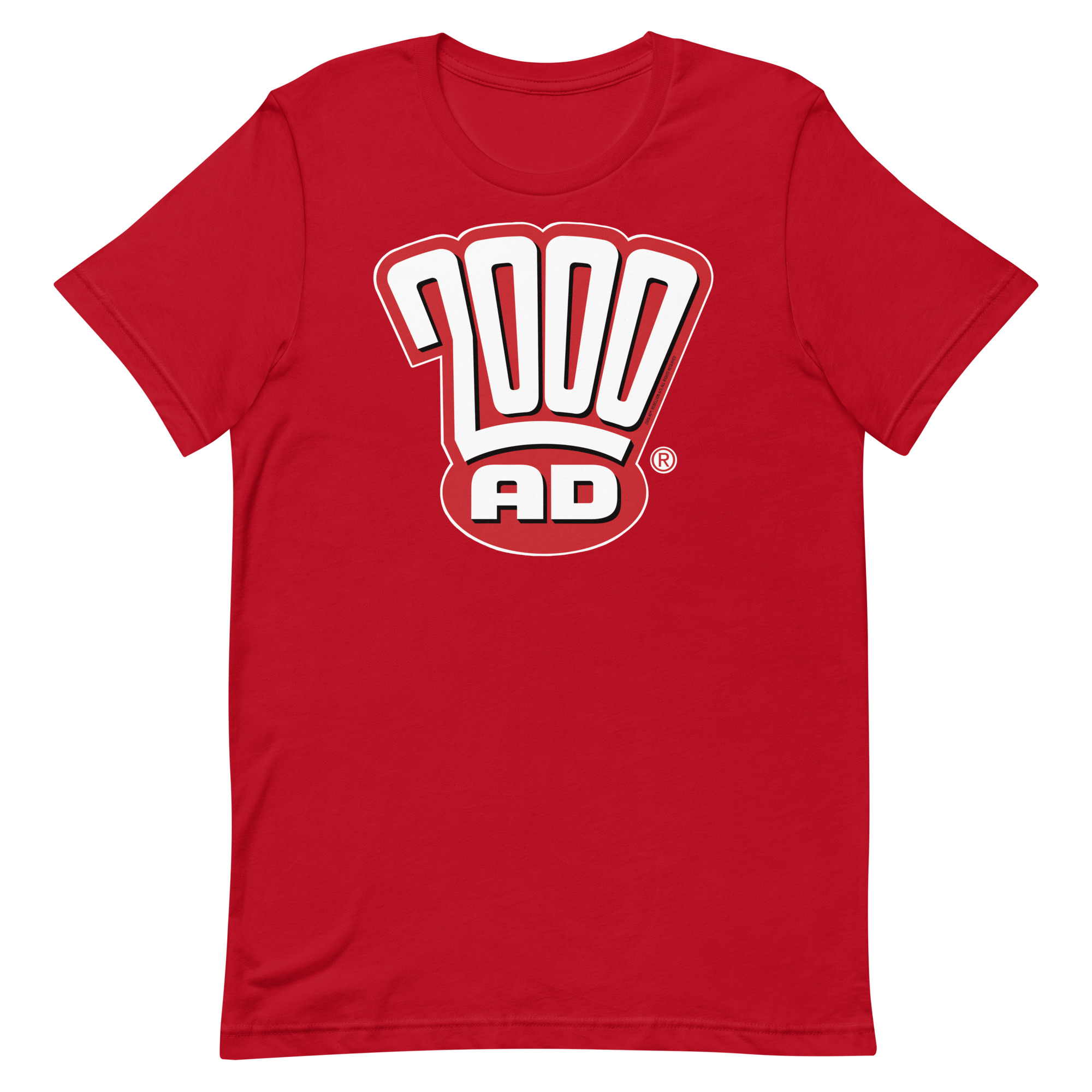 Image of a Red coloured 2000AD - The Modern Era t-shirt featuring a large 2000AD - The Modern Era logo in the middle