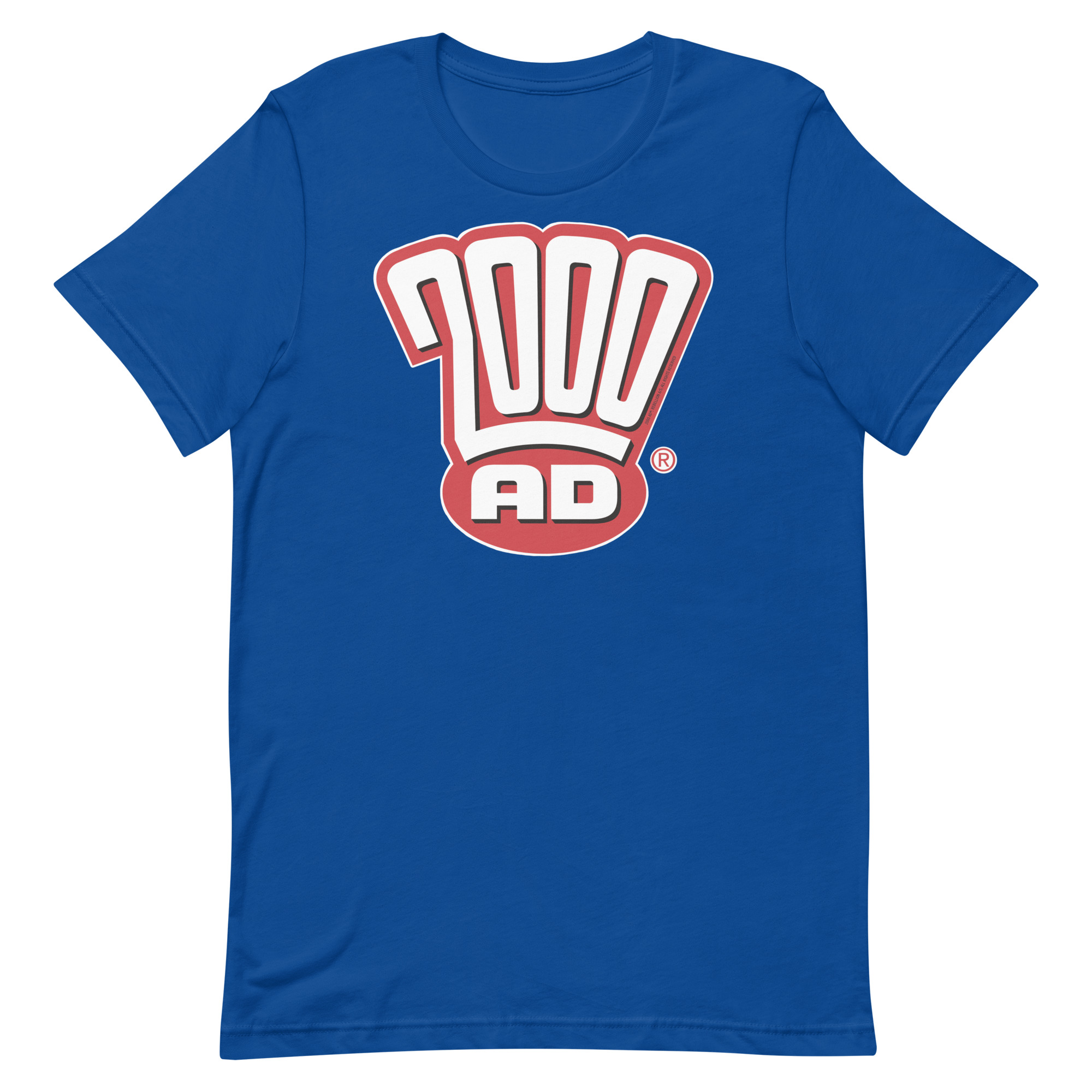 Image of a Royal Blue coloured 2000AD - The Modern Era t-shirt featuring a large 2000AD - The Modern Era logo in the middle