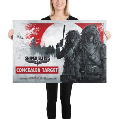 24 inch by 36 inch poster featuring artwork from "Sniper Elite 5: Concealed Target" DLC