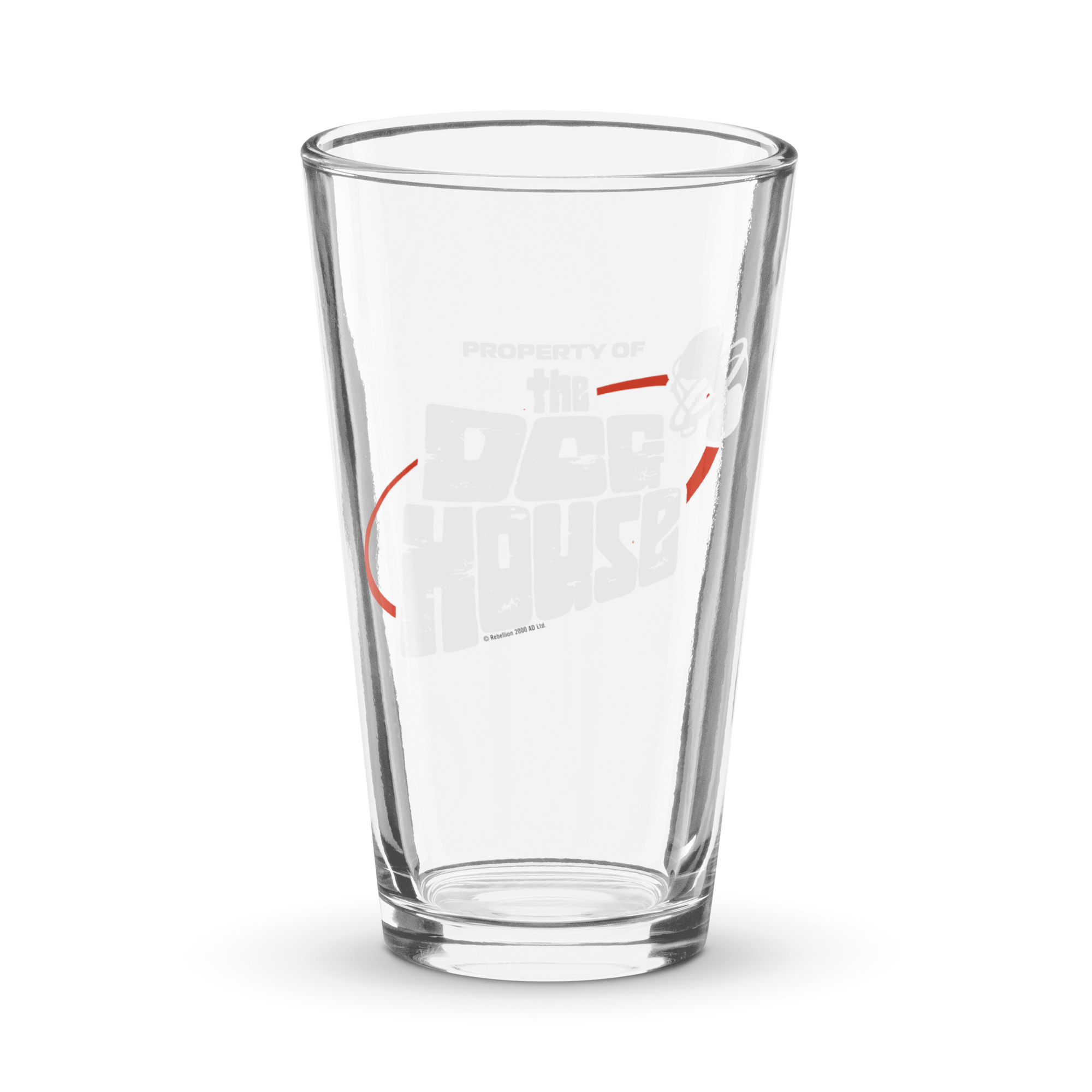 Pint glass with the words 